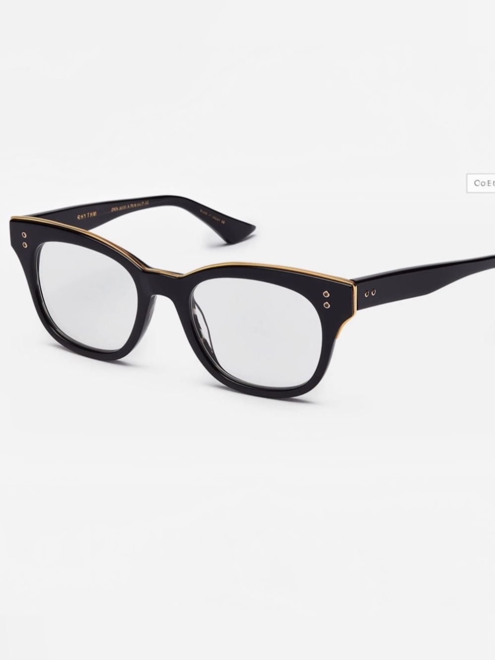 $735 DITA RHYTHM SOFT SQUARE CAT EYE INFLUENCED BLACK & GOLD EYEGLASSES FRAMES